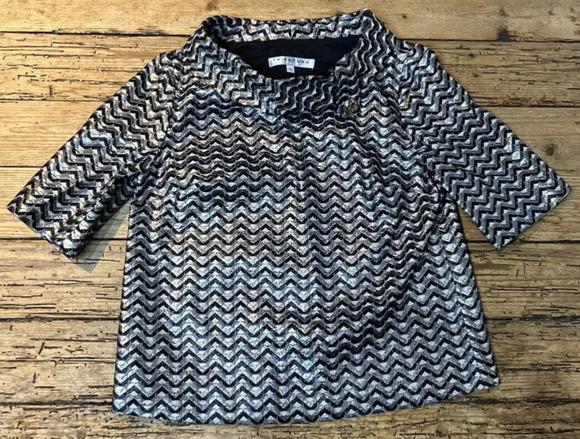 Trina Turk Tops - Trina Turk Womens Size S Black/White/Silver Eastern Luxe Saya Top NWOT